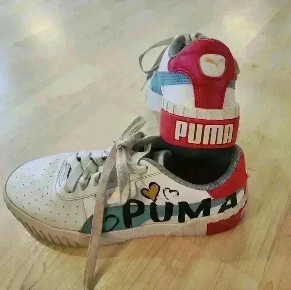 Puma girls cali sport graffiti sneakers size 7C - Picture 1 of 8